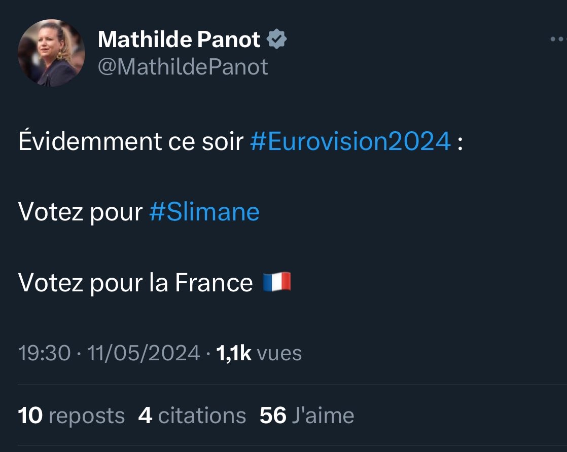 #Fidéle à elle-même #LFI sait chouchouter sa clientèle mais lui en déplaise, la grande vainqueur de l'#Eurovision2024 c'est bien l'israëlienne #EdenGolan que le public a placée 2éme par le nombre de vote. Les juges professionnels lui ont volé la victoire