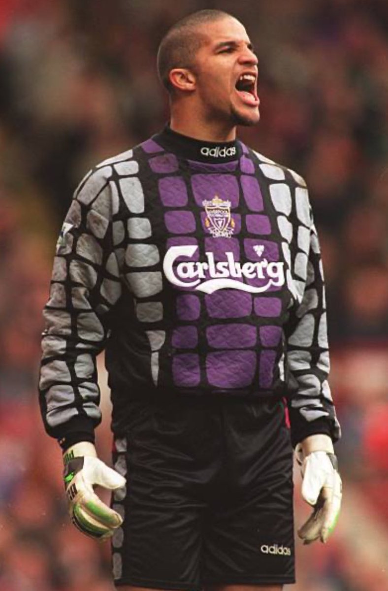 David James in an iconic adidas goalkeeper kit from 94/95. A time for dazzling strikers with some outrageous and iconic designs. What was your keeper wearing in 94/95?
