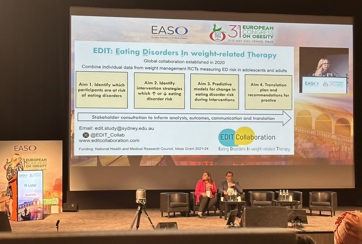 Dr Natalie Lister presenting on our plan and progress so far with @EDIT_Collab If you are interested in learning more, please find us for a chat over the next few days @ECO2024 @EASOobesity