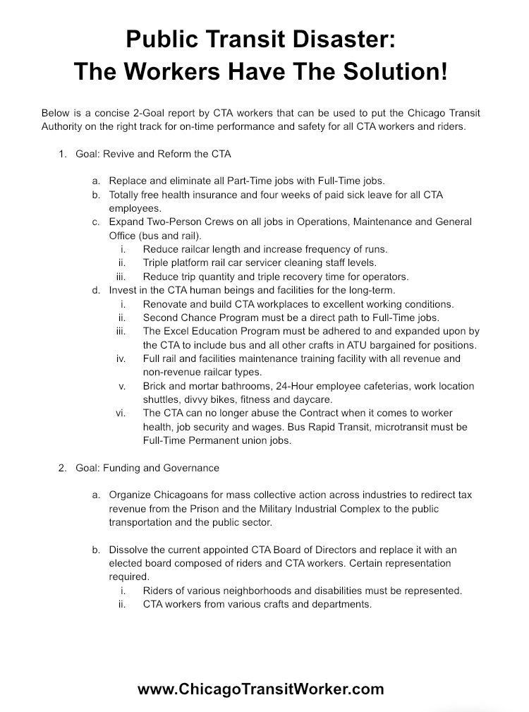 JusticeTransit's tweet photo. The failure of public transportation in Chicago is intrinsically linked to the working conditions of the employees. Fundamental issues such as #BrickAndMortarBathrooms #ProperTools #TwoPersonCrews and #FullTimeJobsForAll CTA workers are the solution. @fixthecta_CDSA @BlockClubCHI https://t.co/0x9FMNH1Qg