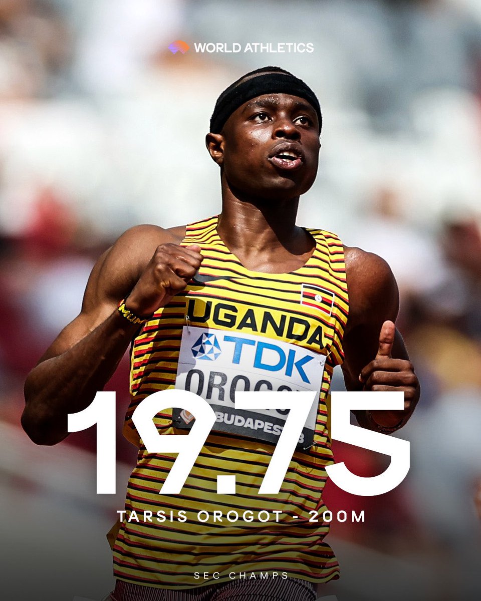All the glory goes to Uganda ‼️ @tarsis_de_gonya powers to a 19.75 national record at the SEC Champs in Gainesville 👀