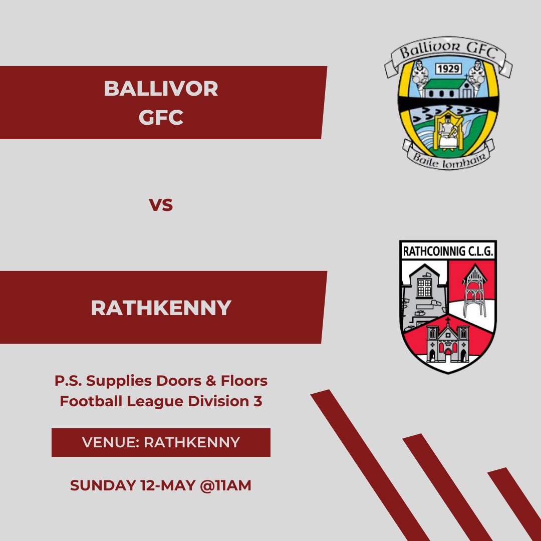 Round 6 of the ‘A’ Football League takes place this morning with a trip to Rathkenny. Ballivor will be looking to make it 3 wins in a row. Best of luck lads