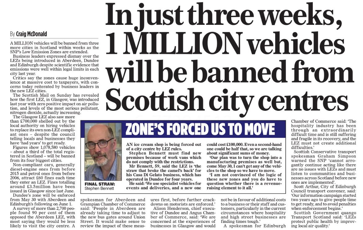 LEZ zones have nothing to do with clean air, it’s another method of raising money to help fill a black hole. Town and city centres are being decimated with a combination of online shopping, rates, rents and accessibility, this is just another blow from out of touch politicians.