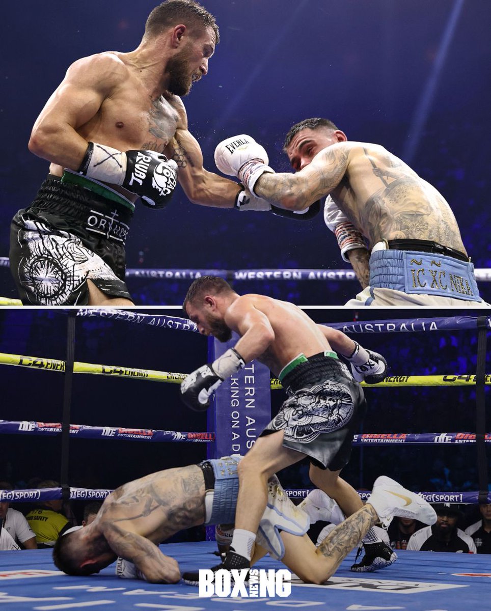 Vasiliy Lomachenko makes his point with an 11th round stoppage of George Kambosos Jr in Perth. Read here: buff.ly/3WDry25 #LomaKambosos