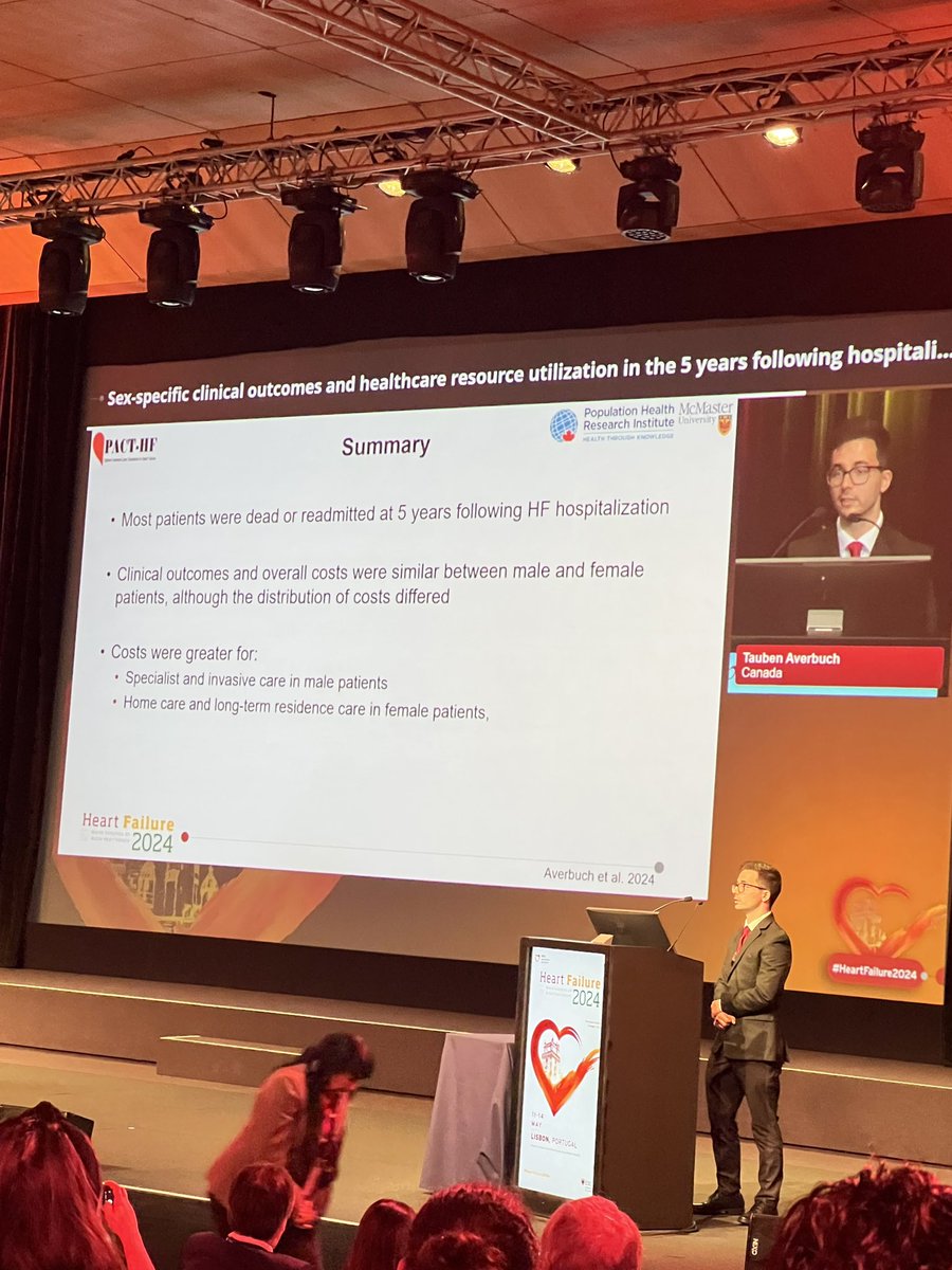 How do gender differences impact clinical outcomes and healthcare resource use after #HF hospitalization? #PACTHF registries #LBCT: 📍 64% mortality, 🧔‍♂️=👩‍🦳 📍 Higher costs for 🧔‍♂️ in specialist and invasive care; more home & long-term care for 👩‍🦳 #HeartFailure2024 @hvanspall
