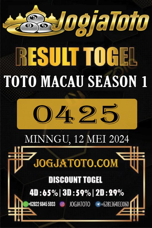 RESULT TOGEL 12 MEI 2024 JOGJATOTO.

⭐️TOTO MACAU SEASON 1⭐️
⭐0425⭐️

DI COBA HOKI NYA BERSAMA JOGJATOTO Link :https:/linkr.bio/jogjatotologin

#JOGJATOTO #resulttogel #togelonline #hasilresultjogjatoto #togelonline #RESULTTOGEL #angkatogel #TOTOMACAUSEASON1