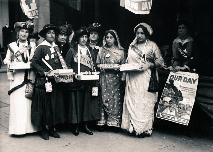 The home-made banners and sashes of British Indian suffragettes, whose role in the suffrage movement is often unknown, including that of Princess Sophia Alexandra Duleep Singh, a prominent suffragette and accredited physician in the UK #womensart