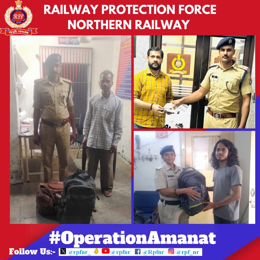 *We value your valuables*

Under #OperationAmanat 
#RPF NR located unclaimed bags and other valuable articles and returned to their rightful owners. @AshwiniVaishnaw @RailMinIndia @RailwayNorthern @RPF_INDIA