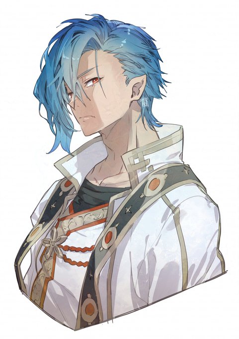 「blue hair white jacket」 illustration images(Latest)