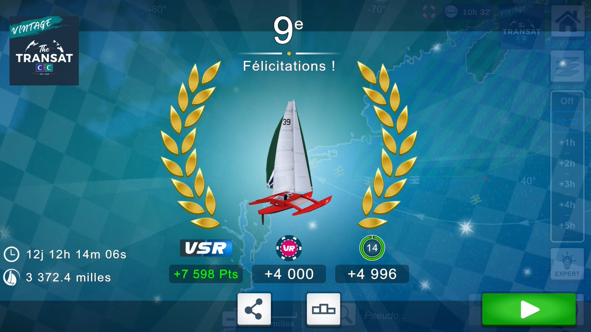 Fin de la triptyque <a href="/The_Transat_CIC/">The Transat CIC</a> sur <a href="/VirtualRegatta/">Virtual Regatta</a>
Résultats honnêtes
Regrets en <a href="/AssoClass40/">Association Class40</a> pas su négocier le sprint final et sur <a href="/ImocaGS/">IMOCAGlobeSeries</a> piégé par l'erreur de <a href="/VirtualRegatta/">Virtual Regatta</a> sur la définition de la ZPC dans le jeu
Bravo aux lauréats