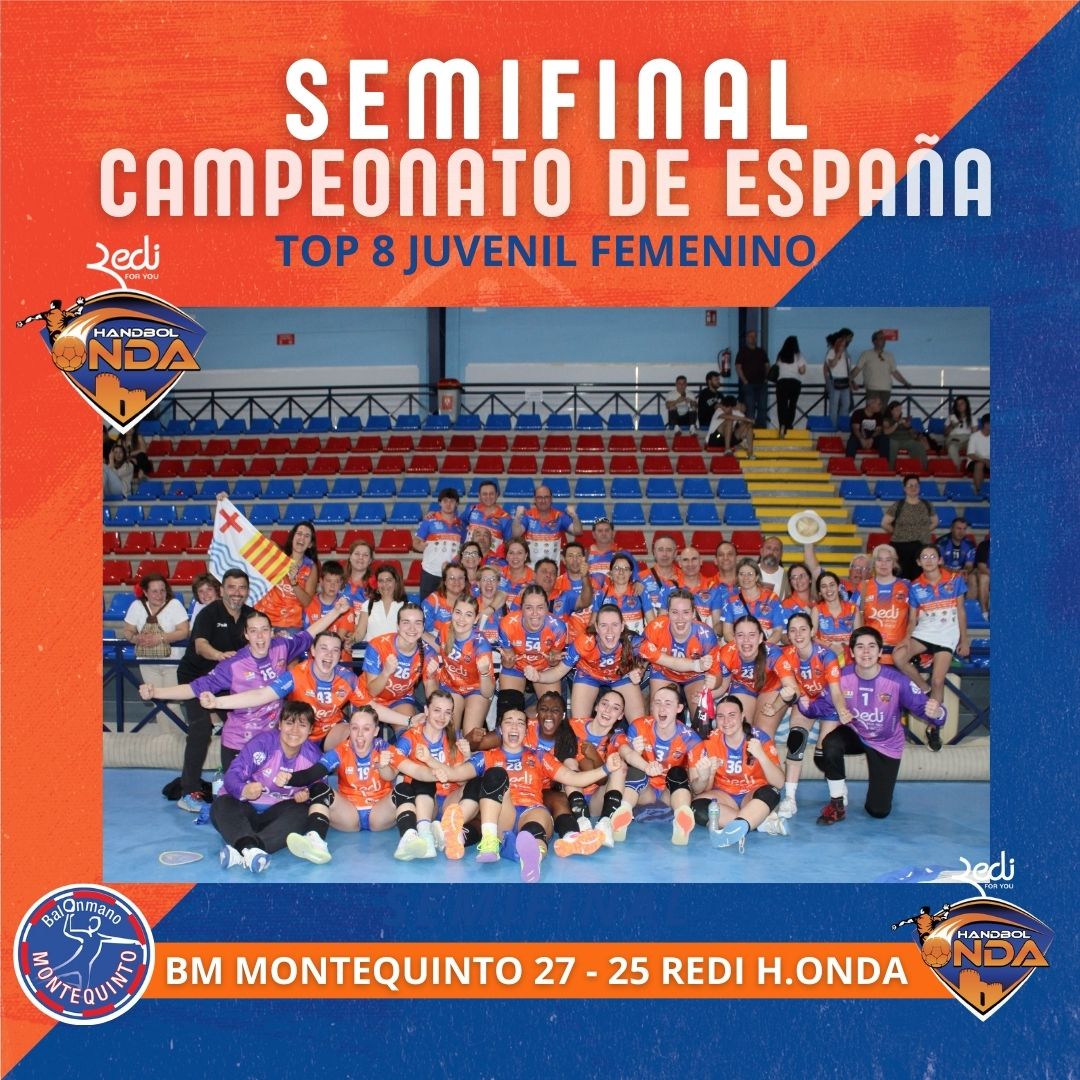 🇪🇸 CAMPEONATO DE ESPAÑA · Top 8 Juvenil Femenino. 🆚 BM MONTEQUINTO 27 - 25 REDI HANDBOL ONDA Ayer nuestras juveniles no pudieron hacerse con el pase a la final 🥉Hoy peleamos por la medalla de bronce ¡Vamos, a por todas! 💪🏻🧡💙