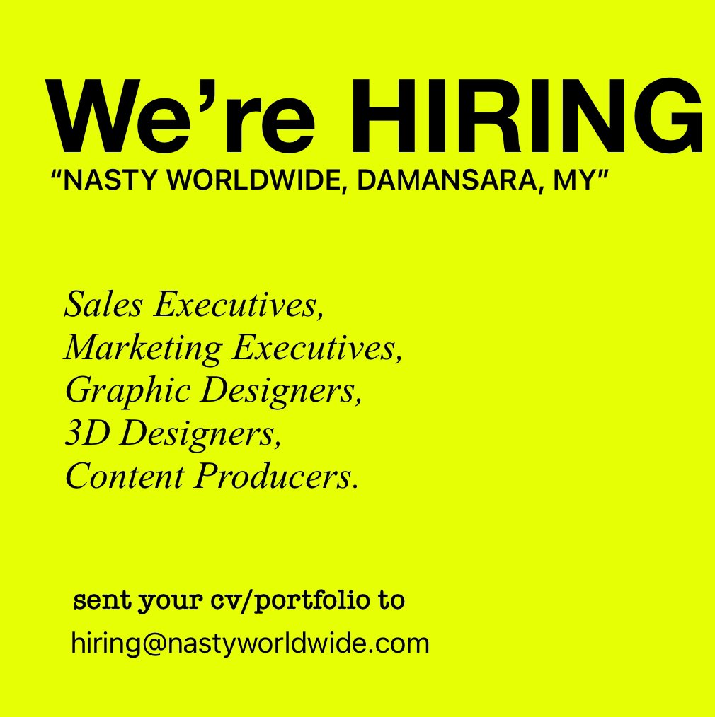 pakdinasty's tweet photo. JAWATAN KOSONG 

Dan kami sedang mencari orang hebat yang nak tunjuk bakat di pentas global.

KWSP, BONUS YEARLY, MEDICAL CARD, ANUAL LEAVE, SEMUA ADA.

Sent details to hiring@nastyworldwide.com 

Mintak tolong RT,
Tq guys. https://t.co/sz2n8S4IXT