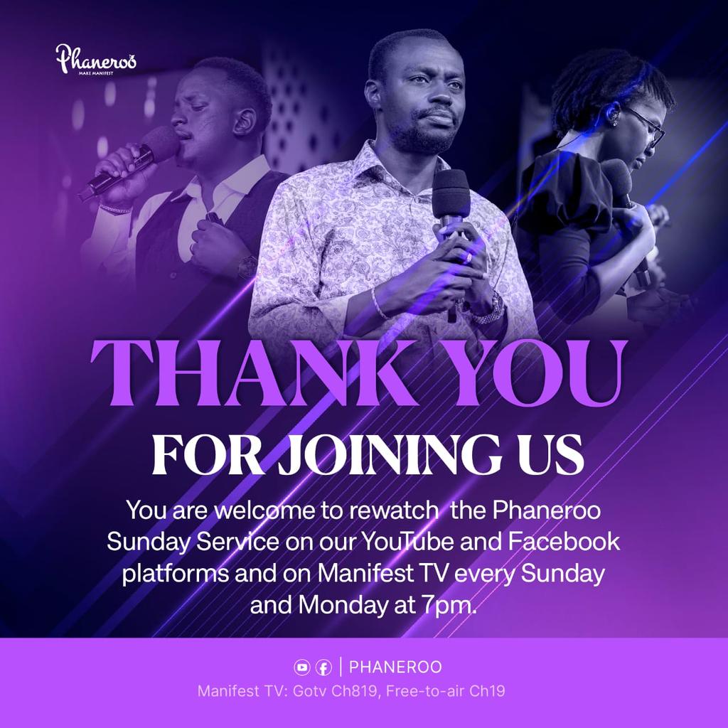 Do not miss God ba dear! Thank you for joining us this Sunday and next Sunday we are back again! #PhanerooSundayService