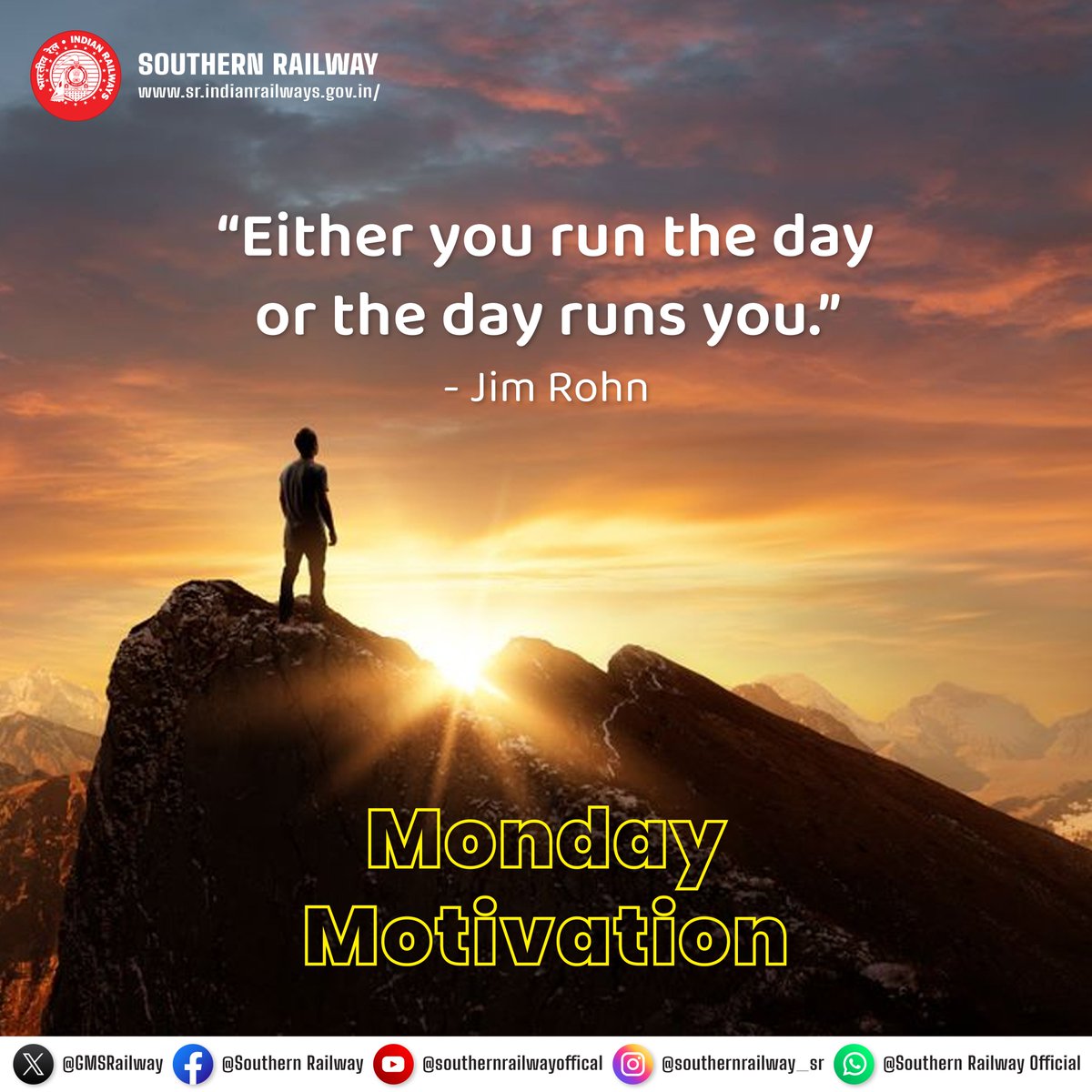 Empower Yourself this Monday! 💪 Take charge of your week with determination and positivity. #MondayMotivation #SouthernRailway