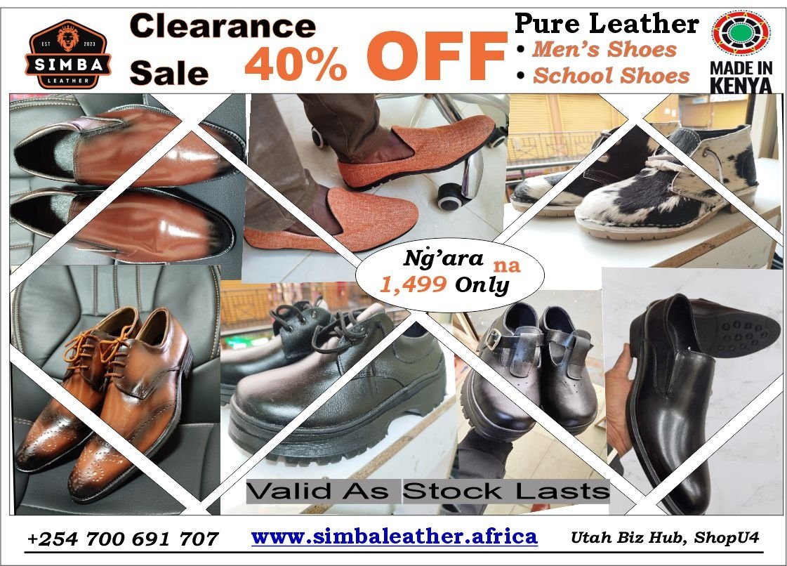 @gabrieloguda Before they see these #KenyanLeather #Handcrafted shoes.
Kujieni tuko na #clearancesale. Kiatu halal ni 1499 pekee.
Visit our shop along the Eastern Bypass opp GSU and confirm it's pure leather and rubber soles. Made by Kenyans for Kenyans
#validAsStockLasts
🤙 0722 479 794