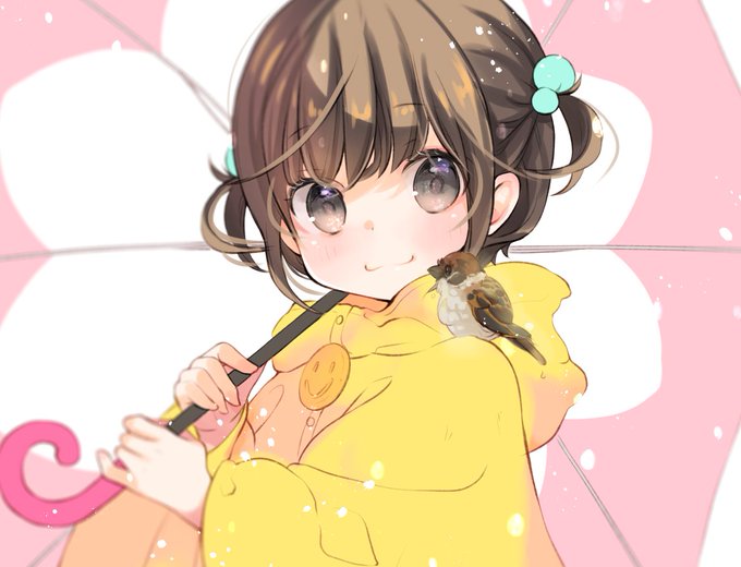 「brown hair holding umbrella」 illustration images(Latest)