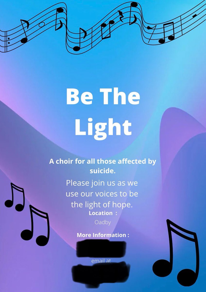 @RockChoir I started a choir recently for those who’ve been affected by suicide. We had a session yesterday, it was joyous. It’s only a small group, but we sang our hearts out and left feeling great. Singing is the best therapy 💙🎵🎤🎶💙#BeTheLight #SuicideLoss #Grief