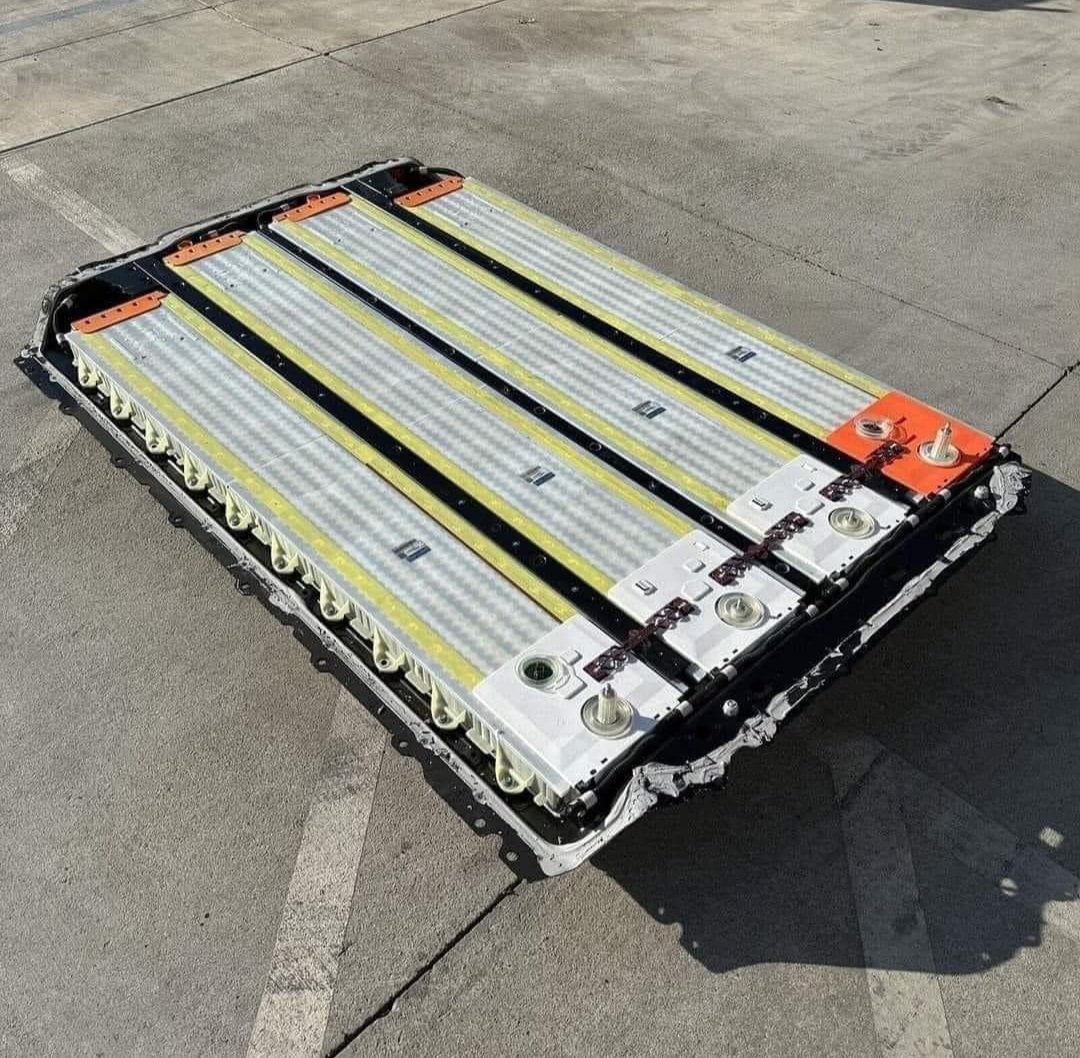 This is a Tesla model Y battery. It takes up all of the space under the passenger compartment of the car. To manufacture it you need:
--12 tons of rock for Lithium (can also be extracted from sea water)
-- 5 tons of cobalt minerals (Most cobalt is made as a byproduct of