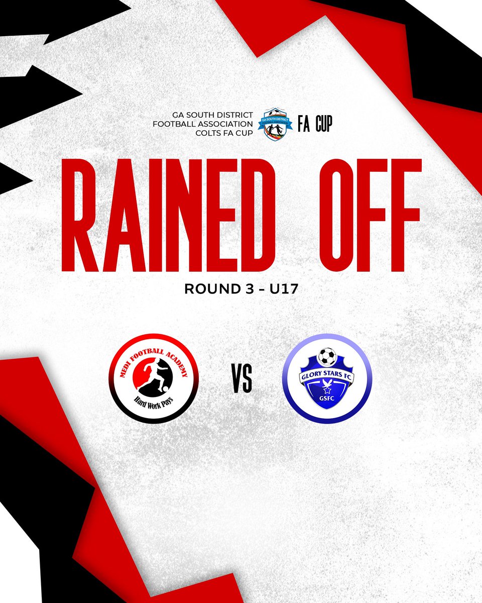 🌧️ ☔️ Rained Off! Schedule for Wednesday. 
. 
#medifootballacademy #BringBackTheLove #football #ghana #youngtalent #gbawe #prideofgbawe #madeingbawe #matchday #african #league ⚽️🔴⚪️⚫️