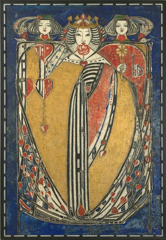 Queen of Hearts, 1909, by Margaret Macdonald, one of the defining artists of the Glasgow School Movement and Art Nouveau #WomensArt1