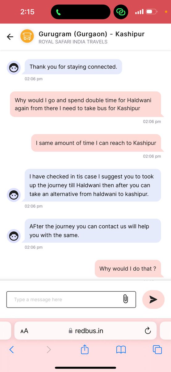 WTF????

You want a girl to drop at an unknown location and suggesting her to take another bus for the destination at 3pm?

@redBus_in