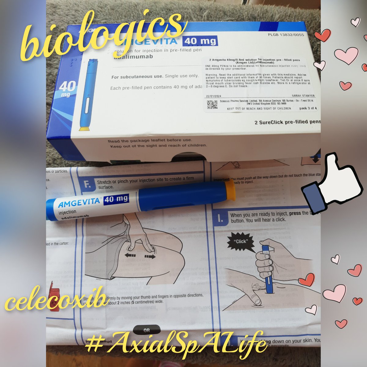 Before starting on #biologics I took #paracetamol and #celecoxib but these don't stop the progression of #Ankylosing #spondylitis and had little impact! Thankfully I take them weekly which means less pain #AxialSpALife @NASSexercise @VersusArthritis