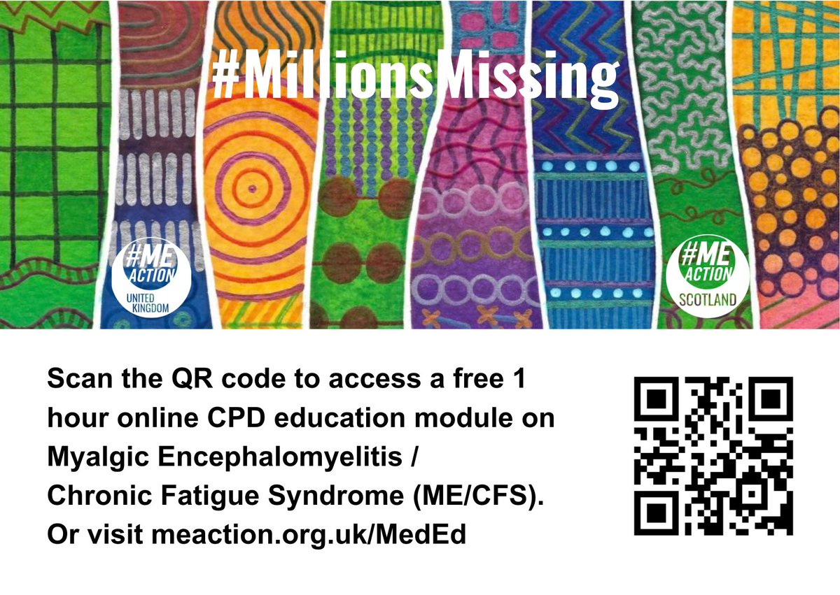 Find out how to take part in our ‘Postcards to Doctors’ campaign as part of #TeachMETreatME for #MillionsMissing 2024. Send postcards to your doctors or local GP surgeries asking them to learn more about ME. ow.ly/TpUJ50Rzf6i