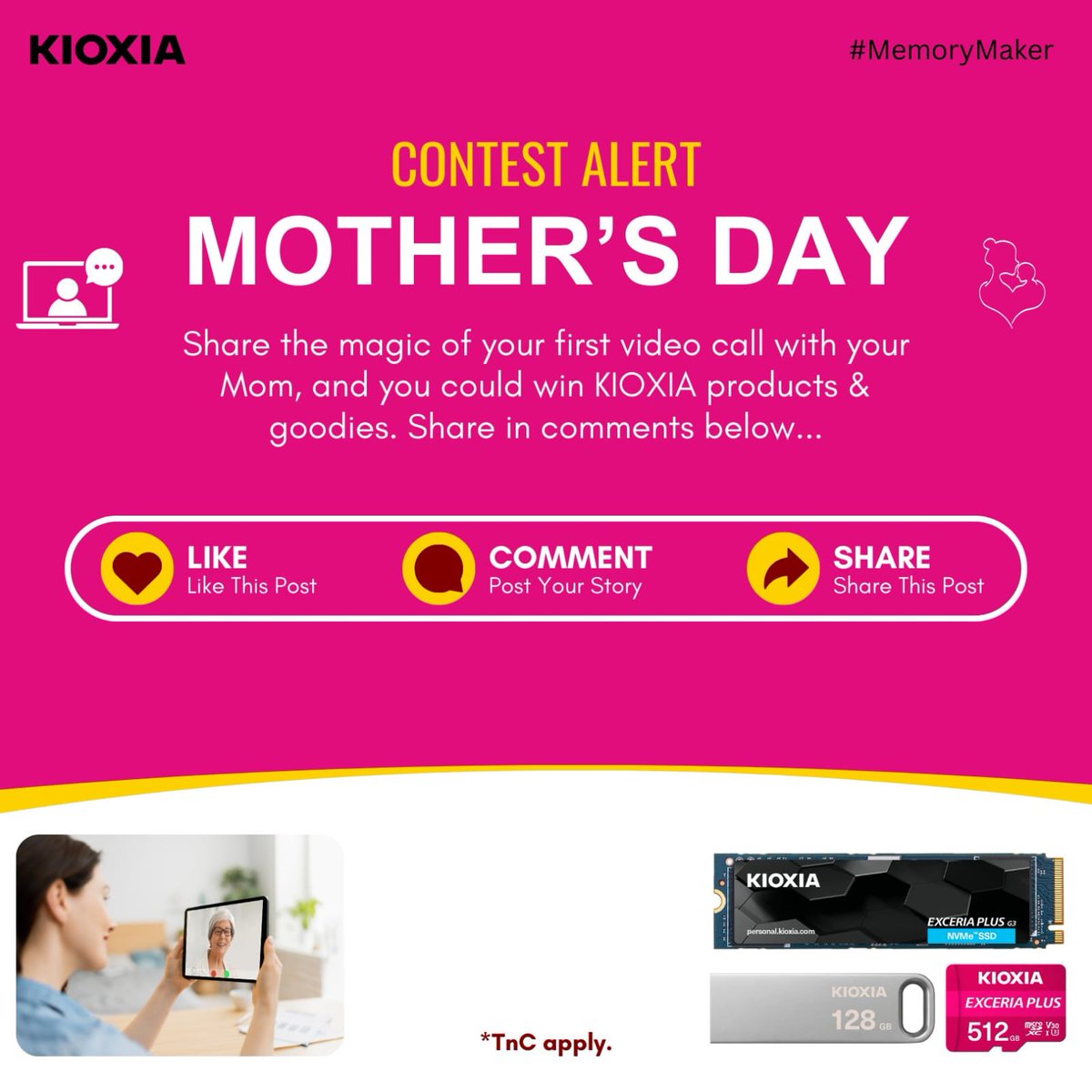 Innovation meets heartwarming memories with KIOXIA Memory Maker. Share your first video call memory and stand a chance to win. KIOXIA Memory Maker @KioxiaAPAC