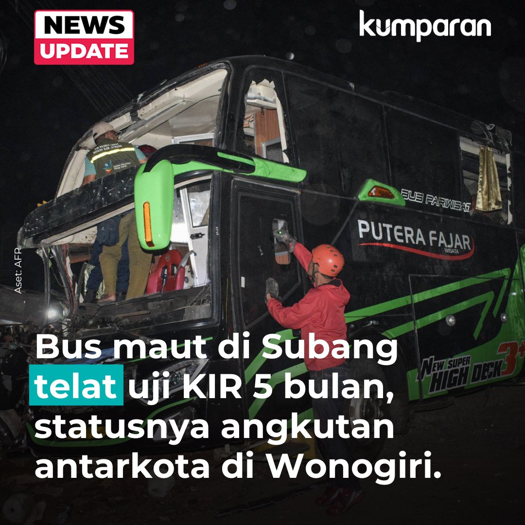 Kadishub Wonogiri Waluyo ikut bicara terkait bus pariwisata yang membawa rombongan pelajar SMK Lingga Kencana, Depok, mengalami kecelakaan di Jalan Raya Kampung Palasari, Desa Palasari, Kabupaten Subang. #newsupdate #update #news #oneliner bit.ly/4bwqTnq