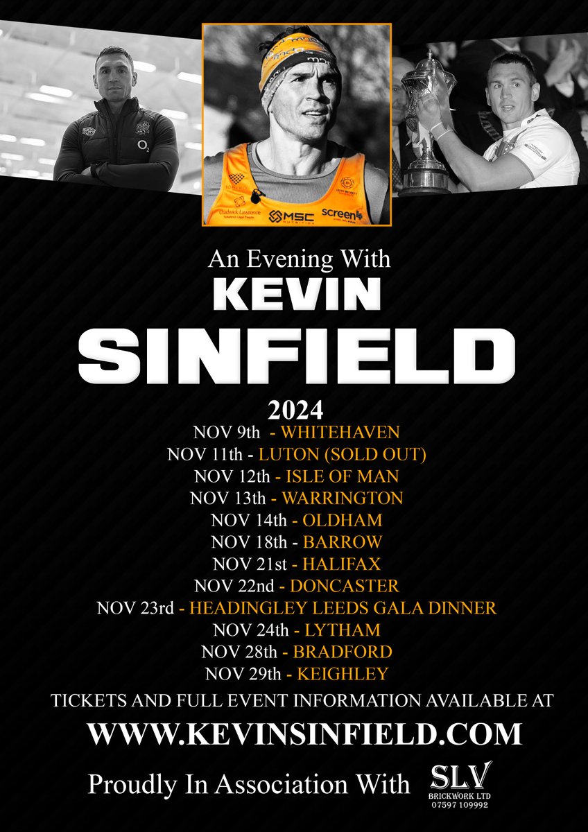 Here there and everywhere with Kevin Sinfield plus our hosts @RLBarrieMc10 and Pete Emmett. Take a look at what we have planned by clicking here kevinsinfield.com Thanks x