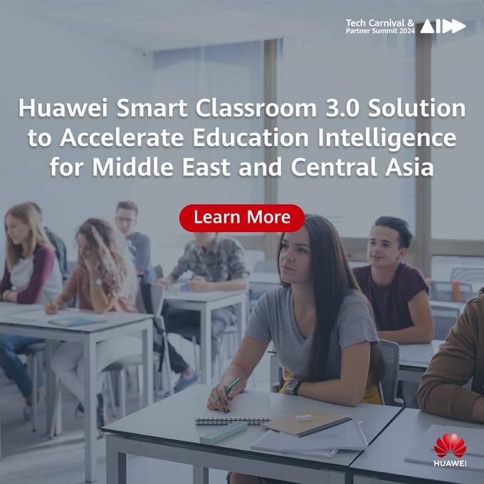 #Huawei is set to unveil its Smart Classroom 3.0 Solution for the Middle East and Central Asia. Stay tuned for the event: bit.ly/4djGV5S 📚🤖📚 #HWTechCarnival24