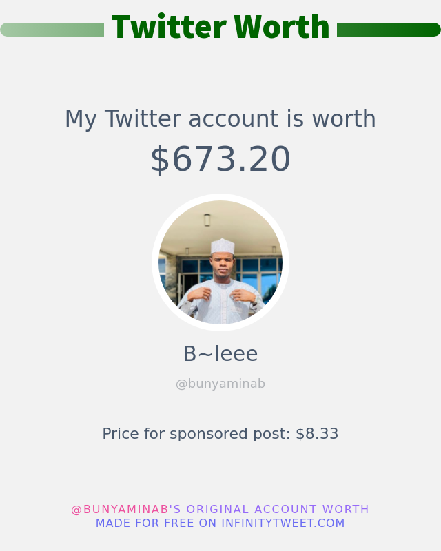 My Twitter worth is: $673.20

➡️ infinitytweet.me/account-worth