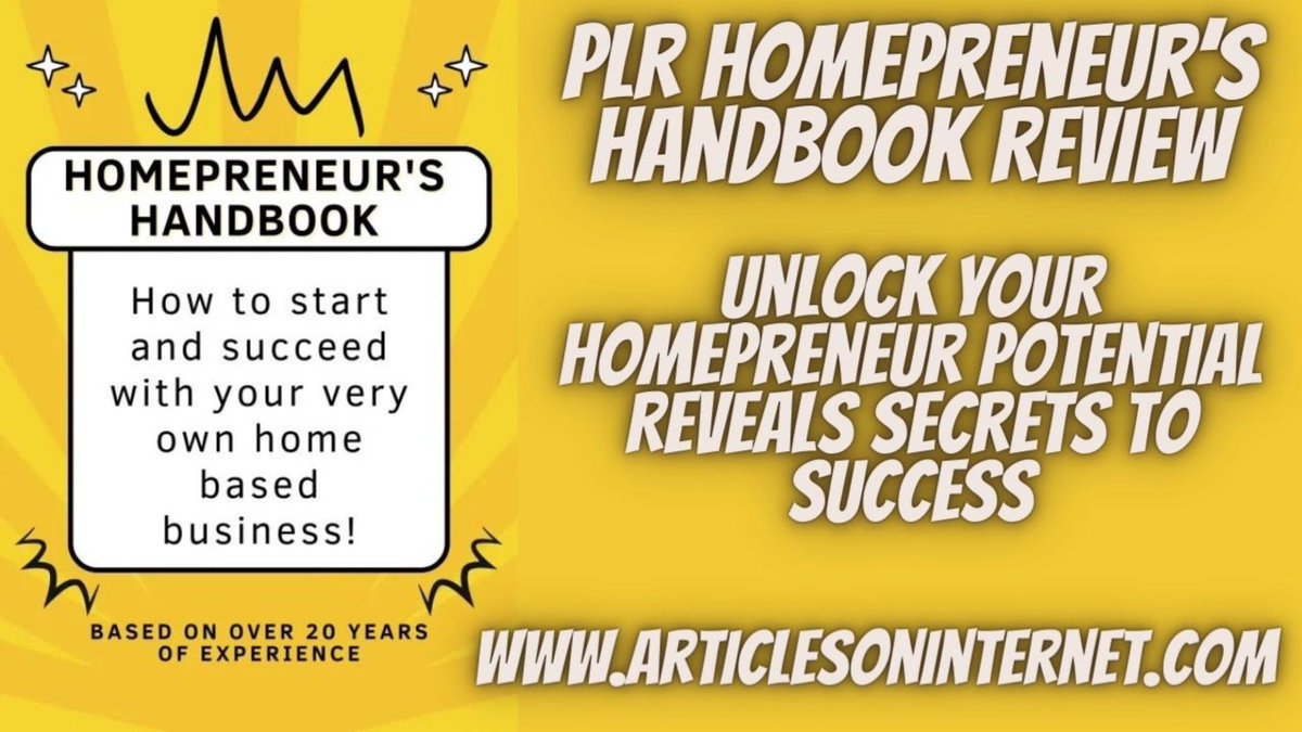 PLR Homepreneur’s Handbook Review ---> articlesoninternet.com/plr-homepreneu…

#PLRHomepreneursHandbook #PLRHomepreneursHandbookReview #HonestReviews #PLR #AI #ArtificialIntelligence #Software #Marketing #Apps #ReviewsKingRajivKochhar