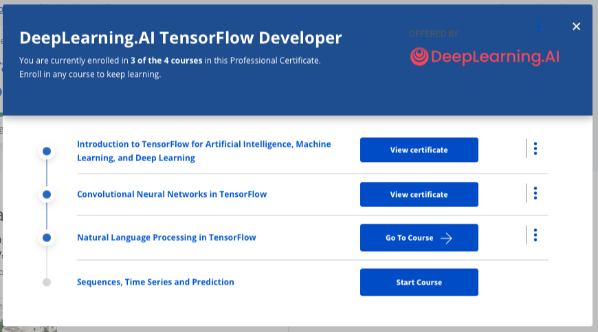 Study Journal - Day 23-38 #LearnInPublic  

Professional Certificate Goal: DeepLearning.AI TensorFlow Developer

Courses: 1️⃣Introduction to TensorFlow for Artificial Intelligence, Machine Learning, and Deep Learning  － Finished 👏
2️⃣Convolutional Neural Networks in…