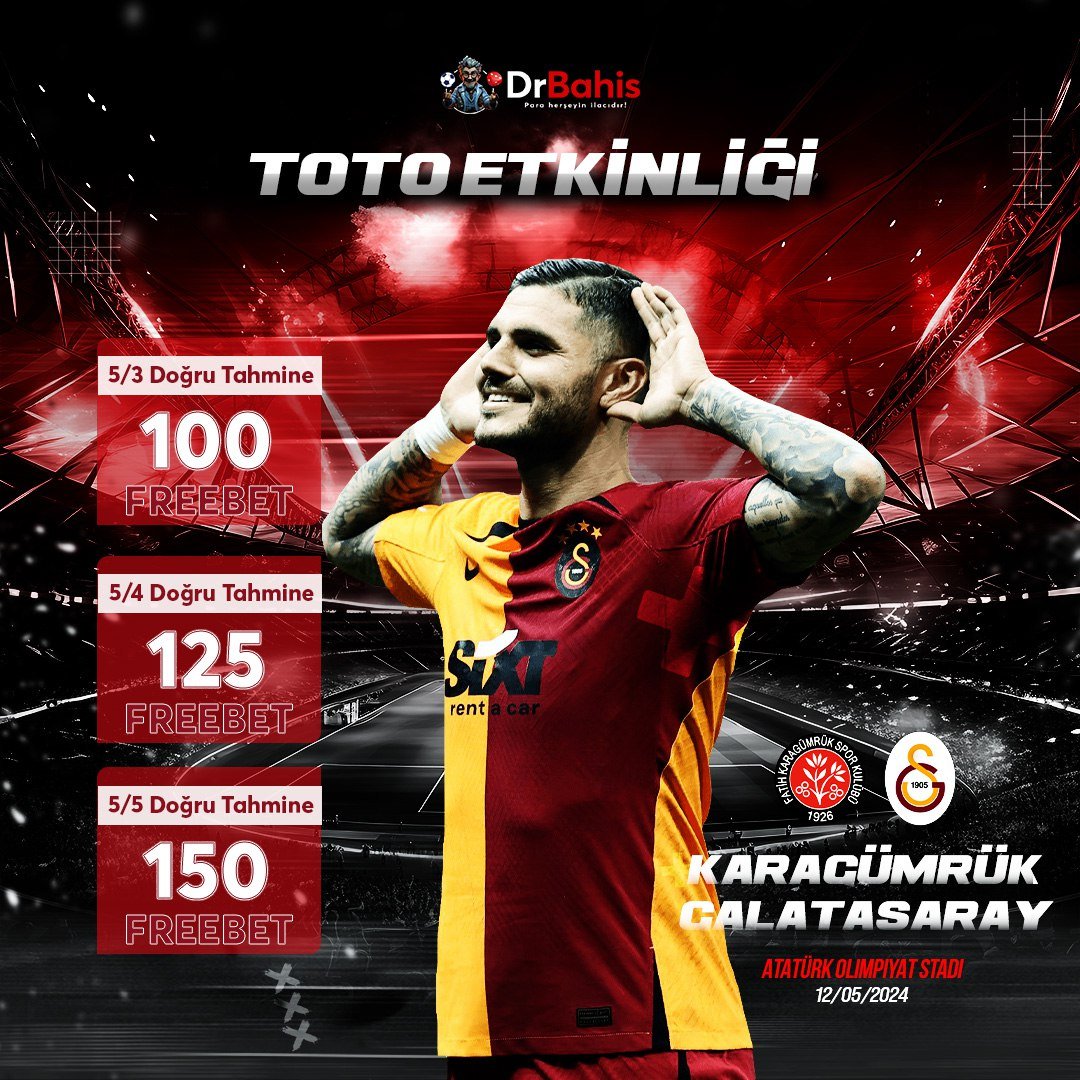 #DrBahis Kazandıran Toto Etkinliği Başladı!
  
🤔 #Karagümrük vs #Galatasaray

🎁5/3 - 100 FB 
🎁5/4 - 125 FB
🎁5/5 - 150 FB
  
🔥 drbahis.gmdy.link

✅Şartlar; Takip - Rt - Beğen - k adı ve #DrBahis tagi  ile yorum yap!  

🌟Etkinlik Linki üzerinden katılmalısınız!