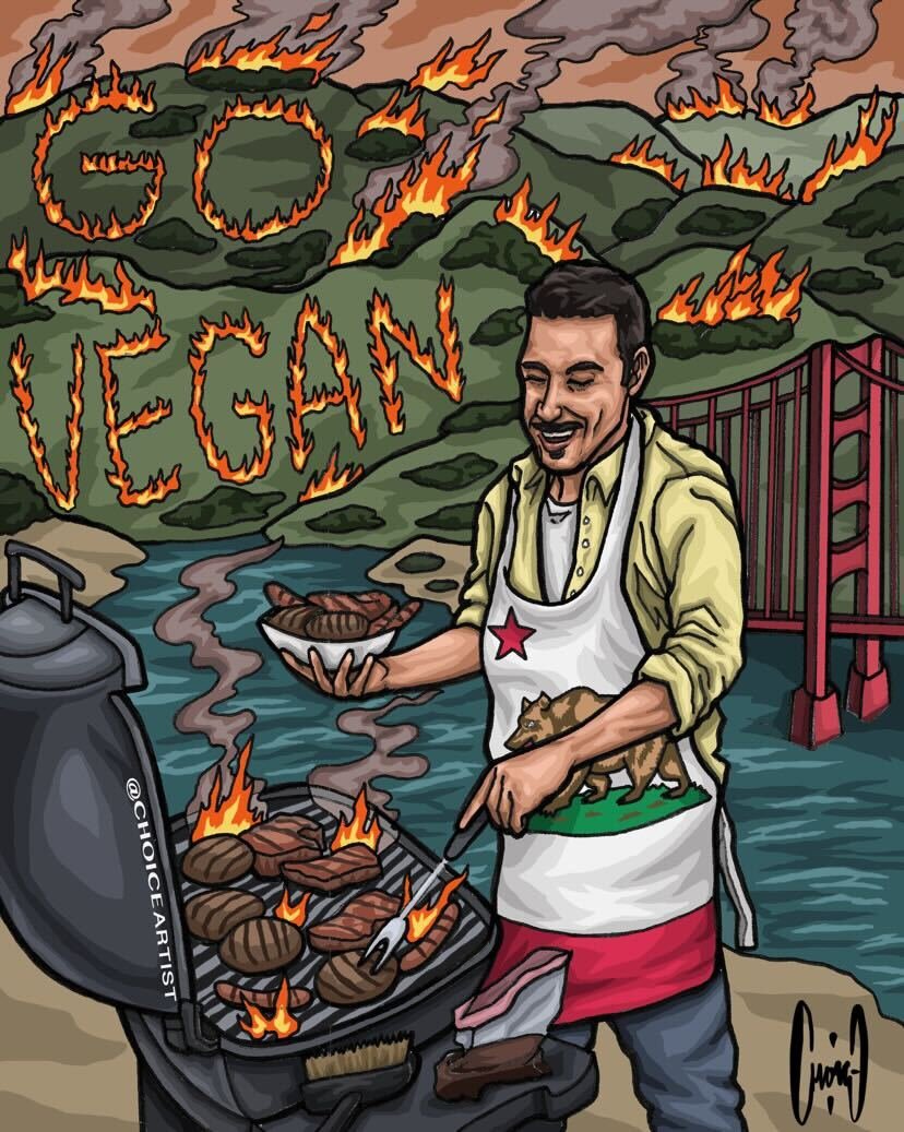 It's not just the BBQ that's burning. #GoVegan 

🎨choiceartist (IG)