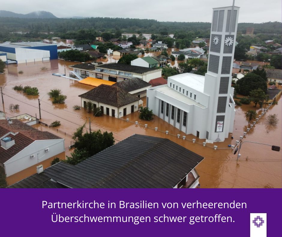 Andauernder Starkregen hat zu verheerenden #Überschwemmungen im Süden #Brasilien's geführt. Die #ELM-Partnerkirche (#IECLB)) ist mit ihren Gemeinden schwer betroffen. Sie ruft auf zu einer Kampagne des #Gebet's und der #Solidarität mit den Betroffenen. ➡️ elm-mission.net/spenden-flut-b…