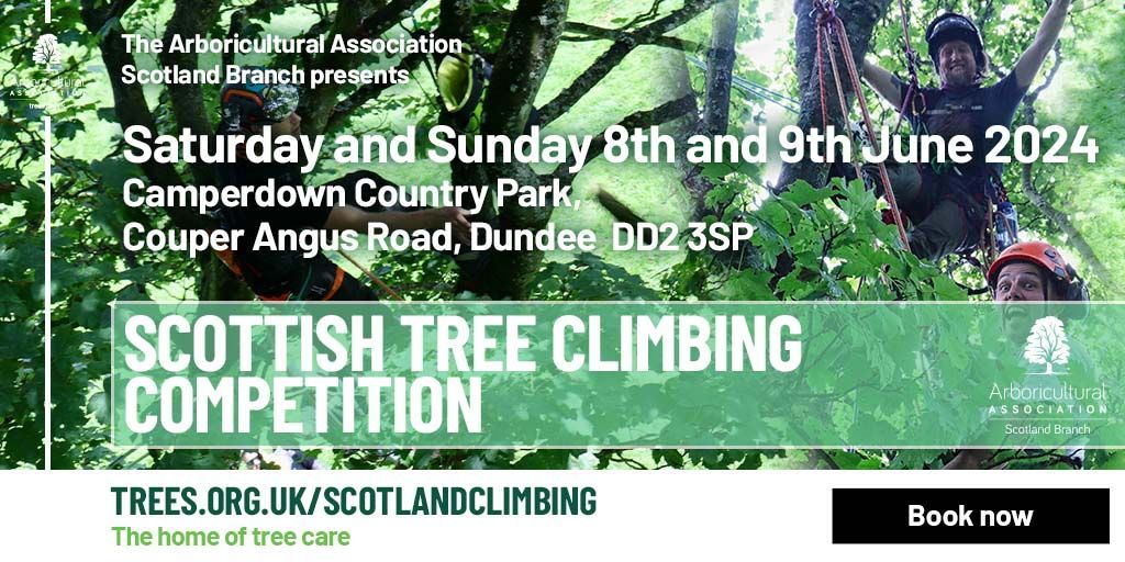 Scottish Tree Climbing Competition 📆 8th & 9th June 2024 📍 Camperdown Country Park ➡️ buff.ly/3JWOlhM The day comprises a workshop made up of five events showing different elements of the tree climbing profession in a relaxed recreational workshop.