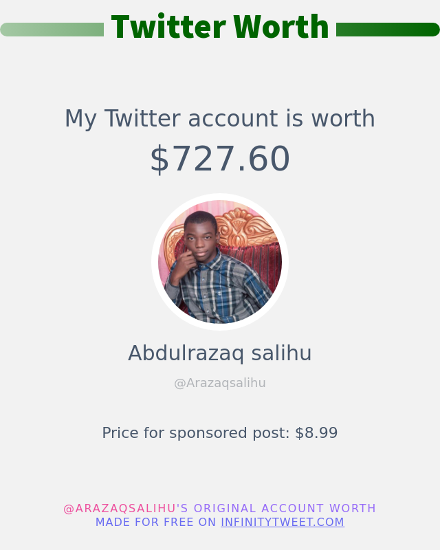 My Twitter worth is: $727.60

➡️ infinitytweet.me/account-worth