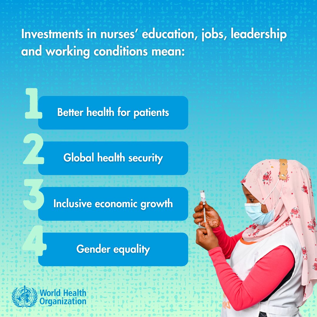 🚀 Investing in nurses means healthier people, stronger global health, economic growth, and gender equality. Let's make it happen: bit.ly/4bcdAZs #HealthForAll #InternationalNursesDay