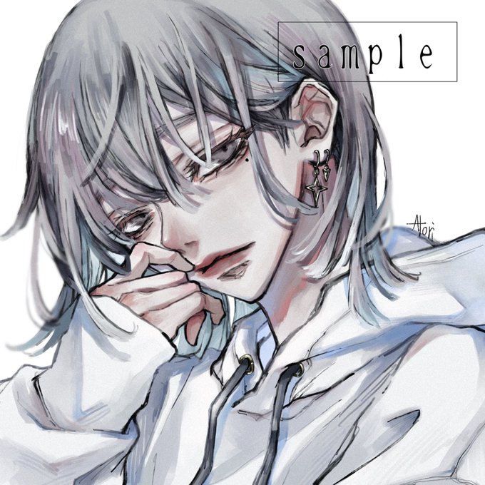 「looking at viewer white hoodie」 illustration images(Latest)