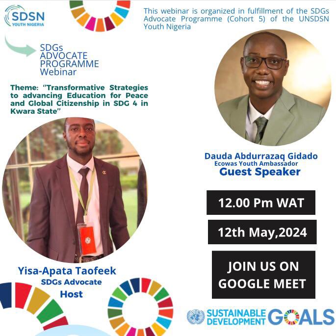Education shapes a sustainable future. Let's all contribute to this transformative process. From curriculum sustainability to environmental awareness, we can make a difference. Join me at 12pm! 🌍✨ 
📍 meet.google.com/yuj-jxwk-aqh

#SDGs #EducationForPeace #GlobalCitizenship