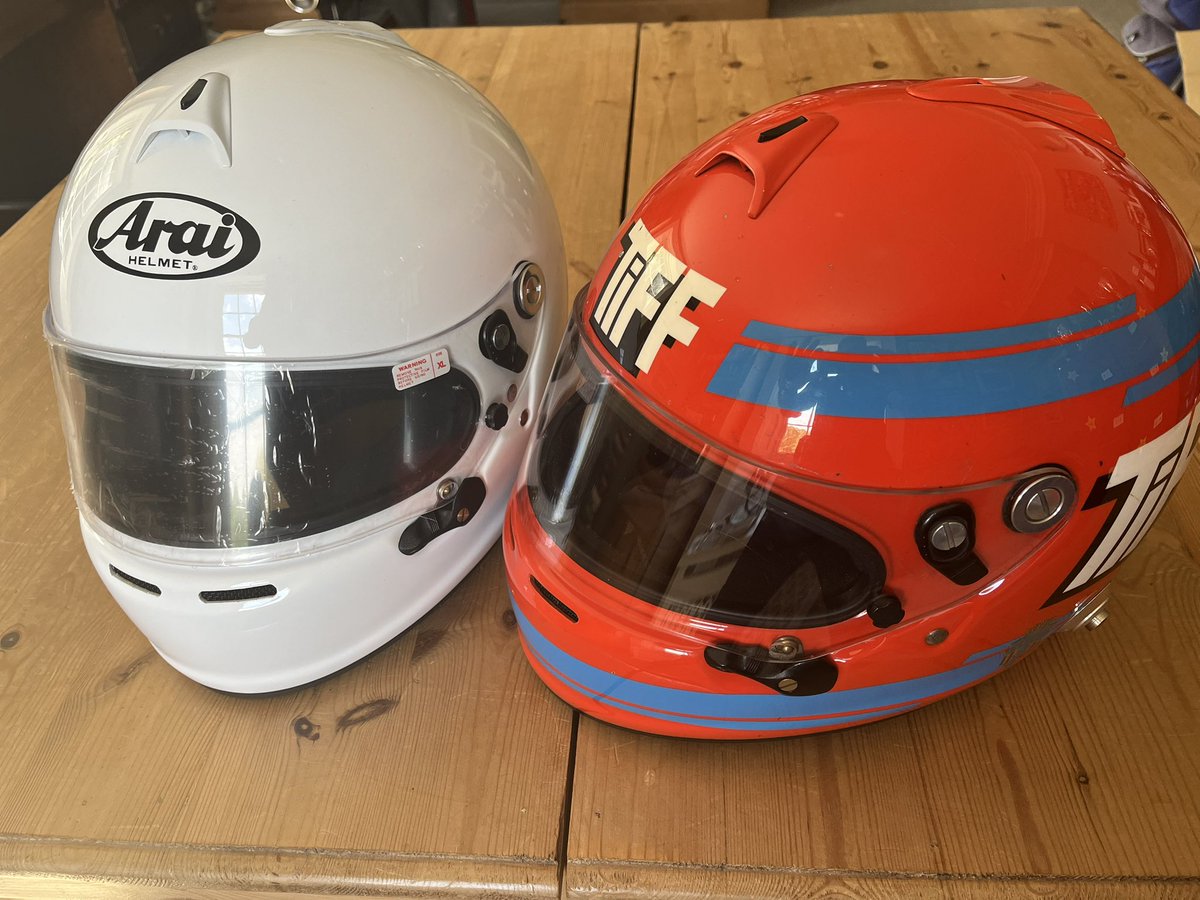 Helmet sadly out of date! Seen all the @F1 fancy stuff so … will paint new one the same!! But who can paint it?? Anyone within 50 miles of Salisbury please contact via tiff.tv