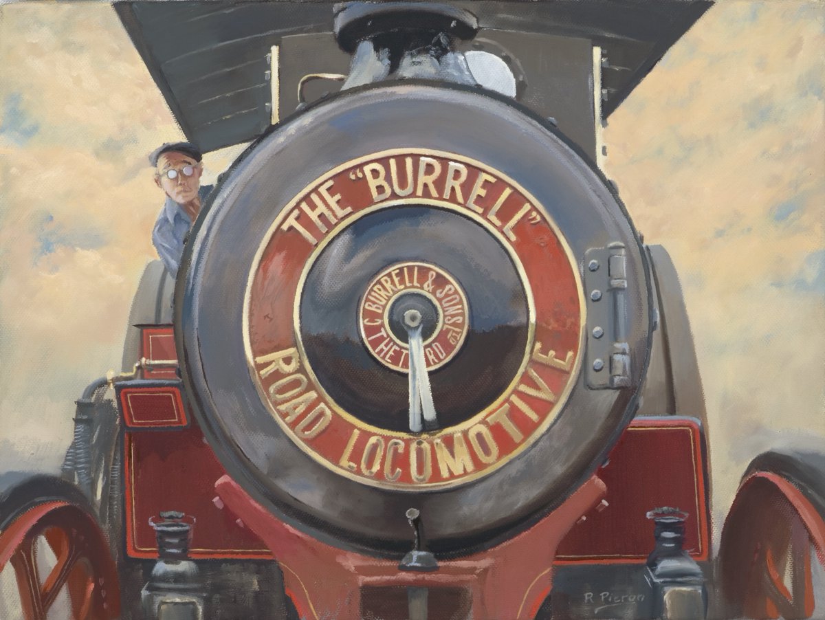 The Burrell Road Locomotive. An oil painting on canvas, 16' x 12' Prints, cards etc of this painting are available on the website -redbubble.com/i/art-print/Th…
