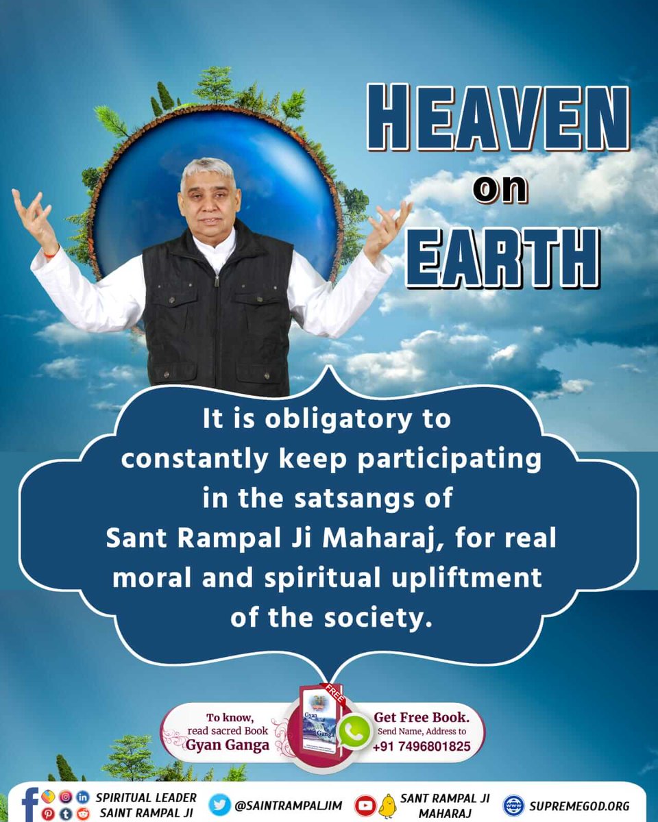 #धरती_को_स्वर्ग_बनाना_है
Heaven On Earth
Saint Rampal Ji Maharaj 
With His unmatched knowledge, is ending the evils like intoxication, corruption, dowry, and Scripture-opposed way of worship from the society.

Visit Official site 'SUPREMEGOD. ORG'