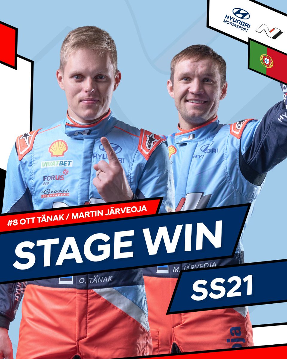 🥇 A win in the penultimate stage, and Ott moves into the lead of the Super Sunday standings! #RallydePortugal #WRC