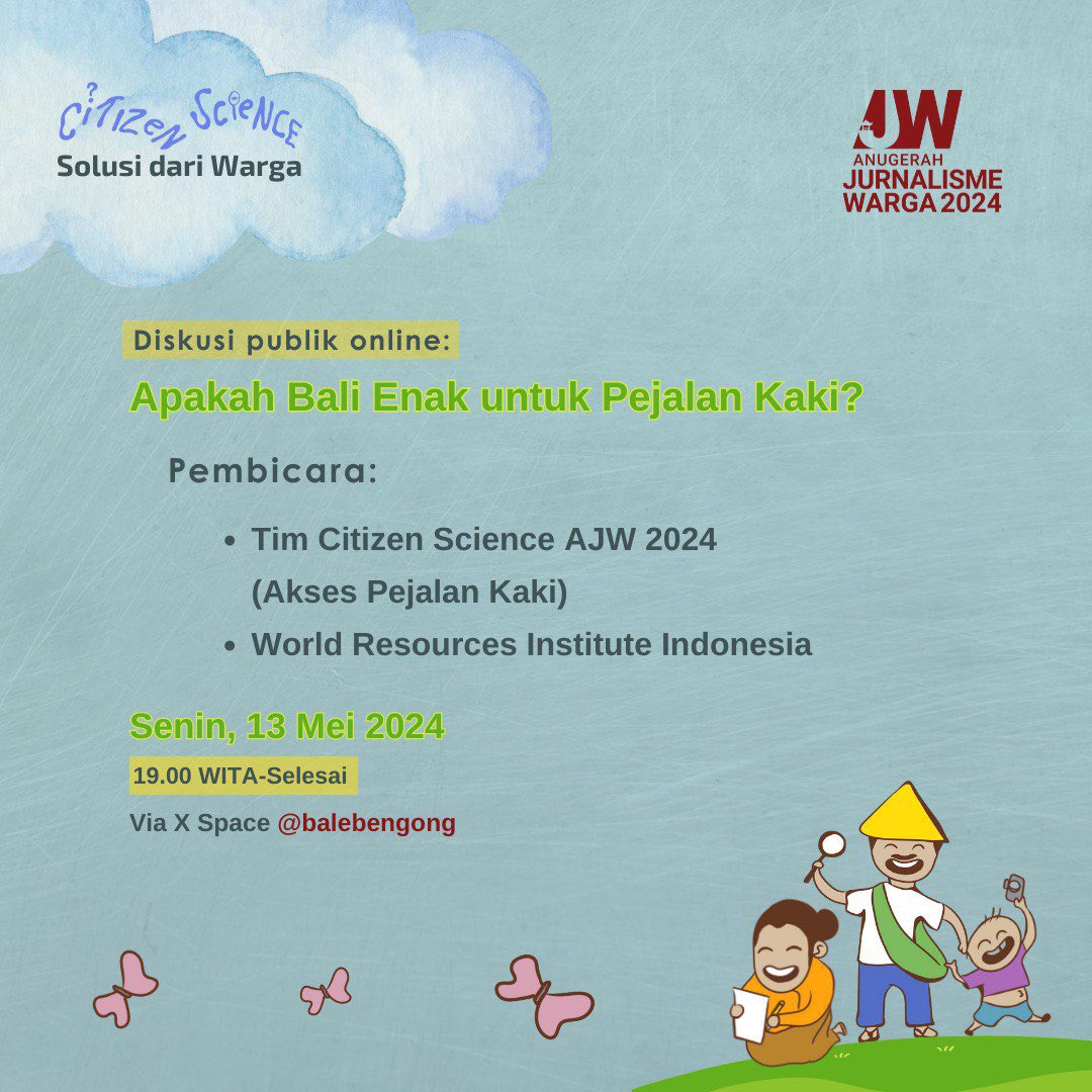 Tim pejalan kaki mencatat apa yang ditemukan di pedestrian pusat wisata. Apakah Bali enak bagi penikmat jalan kaki? Hehe...

Mari bergabung space @balebengong esok malam. Didampingi mentor tim pejalan kaki dan transportasi publik @wriindonesia 

#citizenscience #AJW2024