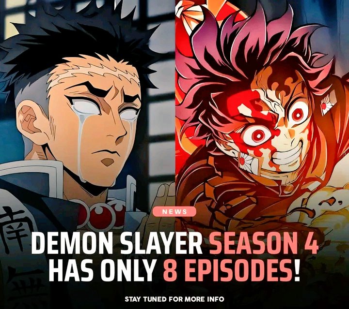 In case you missed it, season 4 of Demon Slayer has only 8 episodes 🥲! The first episode will air today.

#anime #demonslayer #demonslayeranime #AnimeWorld #animelovers #hashira #kimetsunoyaibaanime #kimetsunoyaibaseason4 #demonslayerseason4 #hashiratrainingarc #Animefan