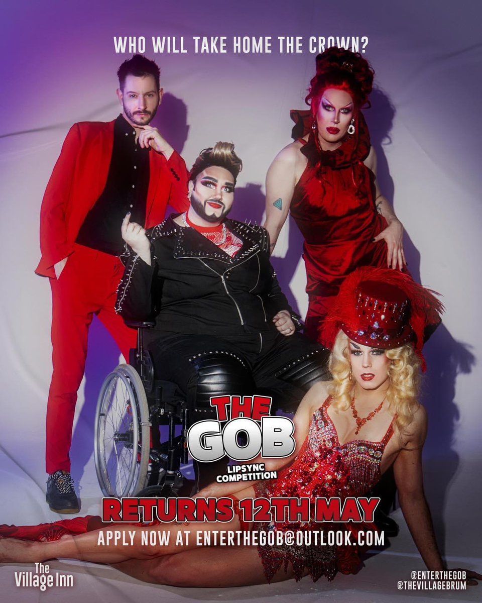 👄 💋 THE TIME HAS COME 💋 💋 The wait is over, TONIGHT sees the return of Brums BIGGEST lip sync competition! @JennaDavinci is back at the @VillageBrum with our resident judges for another season of ‘The Gob’ TONIGHT from 10pm! WHO WILL TAKE HOME THE CROWN 👑