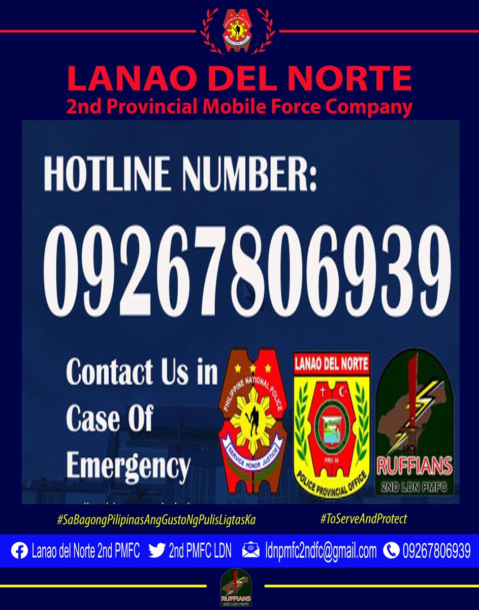 2nd PMFC HOTLINE NUMBER #SaBagongPilipinasAngGustongPulisLigtasKa #ToServeandProtect